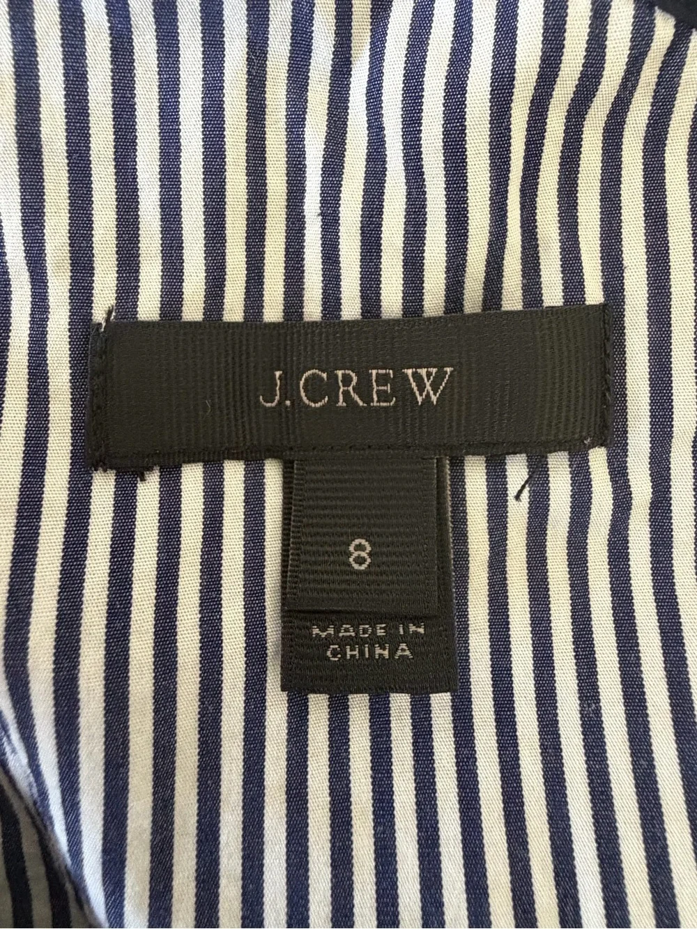 J. Crew Blue and White Striped One Shoulder Top Ruffle Size 8 100% Cotton